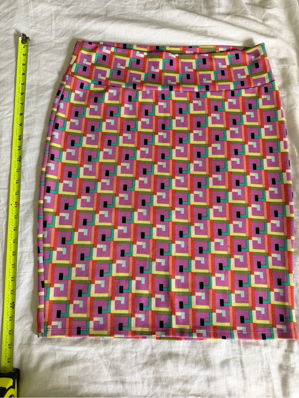 LuLaRoe Pink Geometric Block Print Pencil Skirt